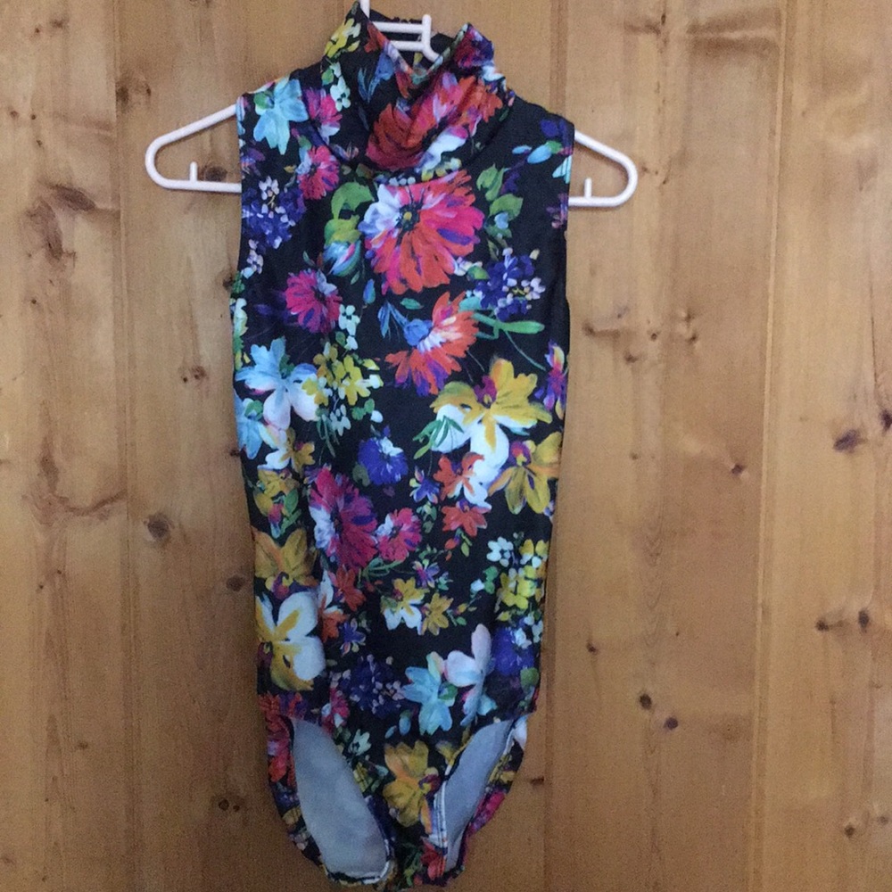 eleve dance wear floral leotard with mesh